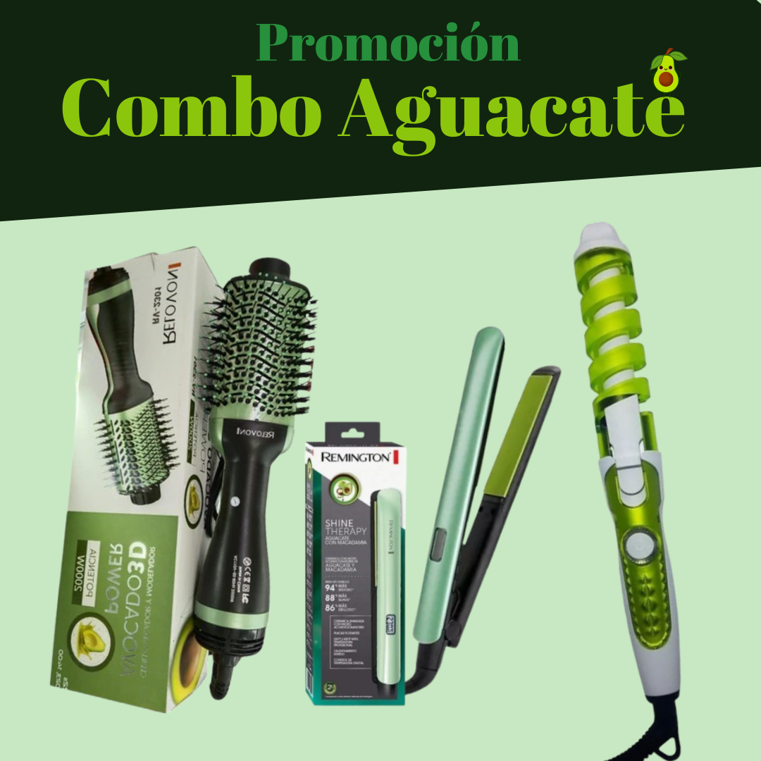 Combo Aguacate® 🥑 Cepillo, Plancha y gratis Rizador